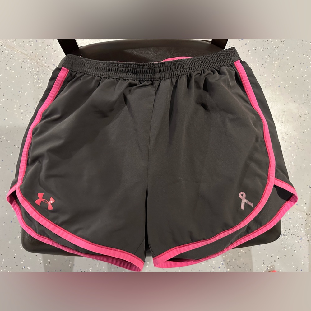 Under Armour Women's Black and Pink Athletic Shorts